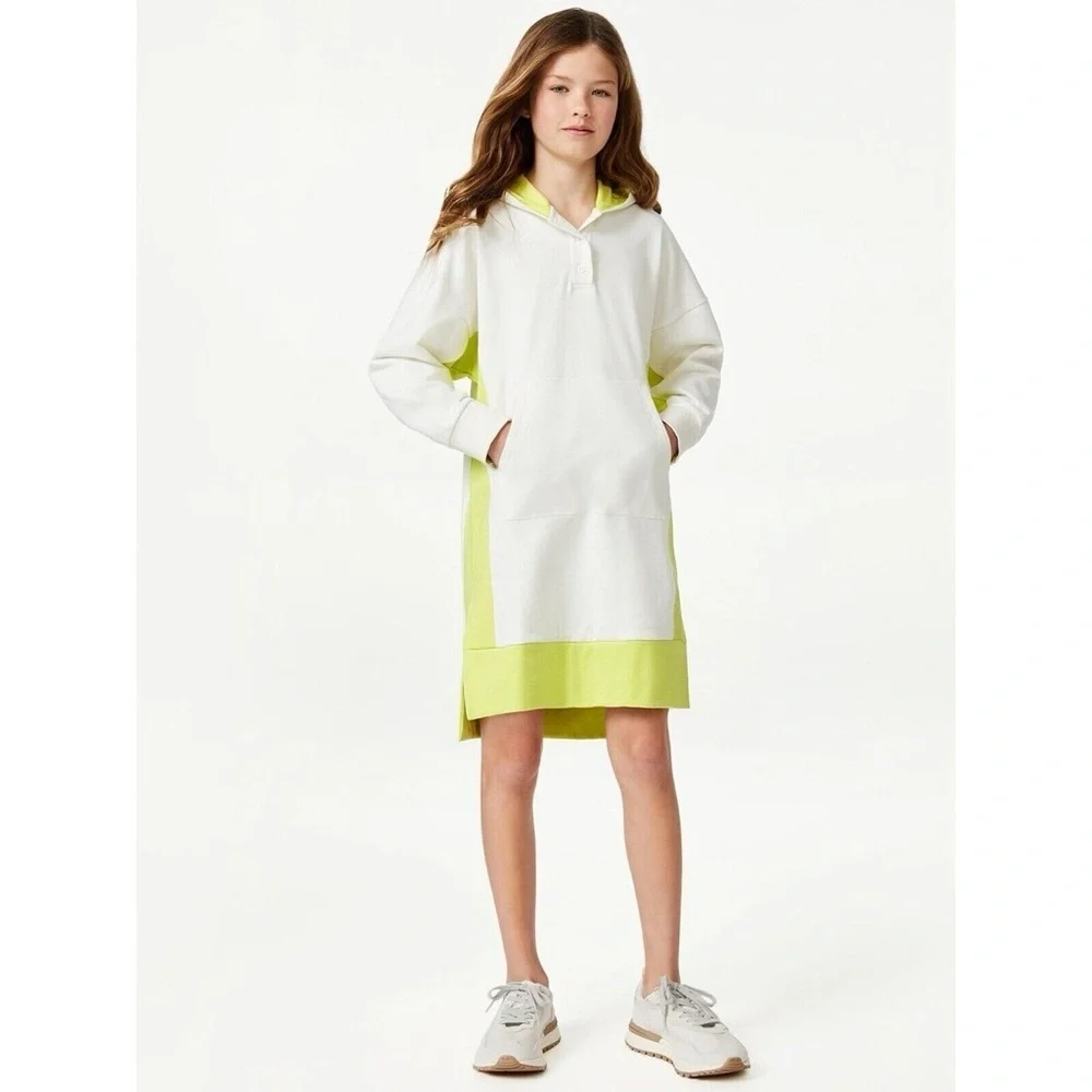 Free Assembly Kids Cream and Yellow Hoodie Dress SizeL 10/12